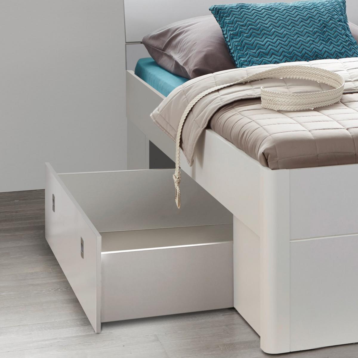 ŁÓŻKO ZE SCHOWKAMI MARS 140X200 - biały, Modern, materiał drewnopochodny (140/200cm) - MID.YOU