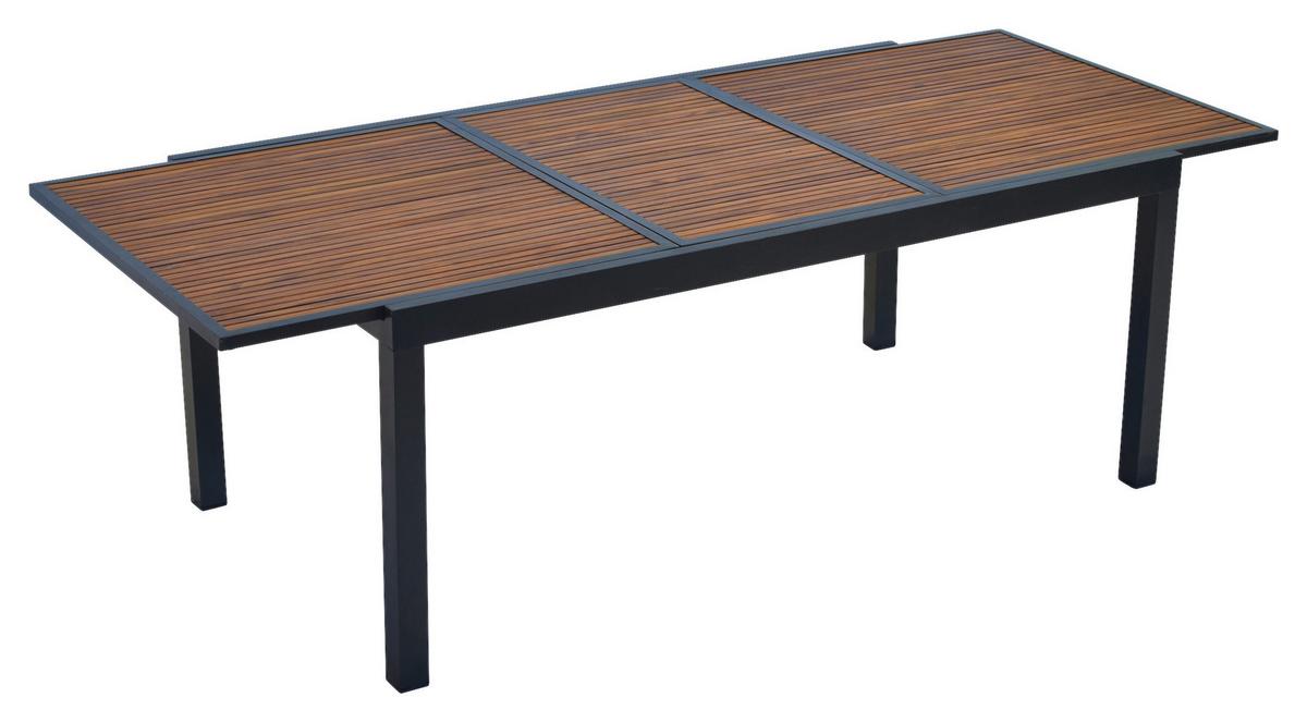 Gartentisch "Paxos" Graphit/ Naturfarben ca. 180x75x100cm - Graphitfarben/Naturfarben, MODERN, Holz/Metall (180-240/100/75cm) - Gardenson