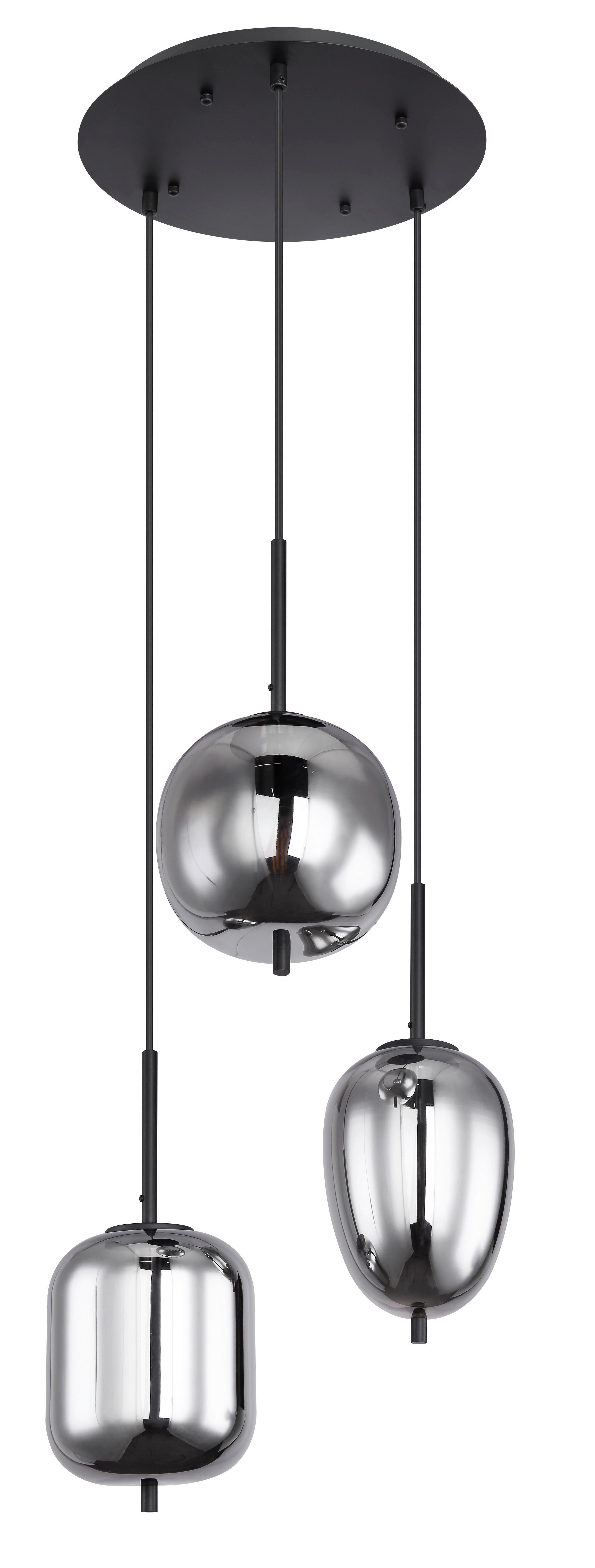 LAMPA WISZĄCA 15345-3 - czarny/szary, Design, metal/szkło (46/120cm) - Globo