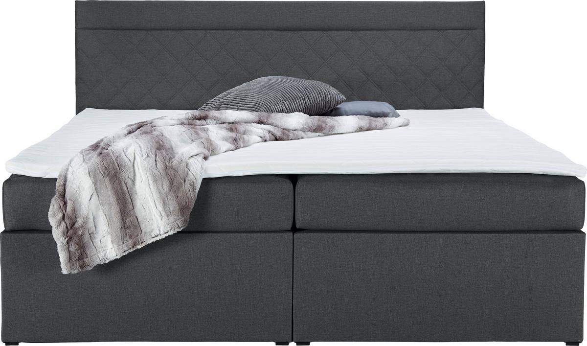 Pat tip boxspring fără arcuri ROSA - gri închis, Modern, lemn/textil (180/200cm) - Bessagi Home