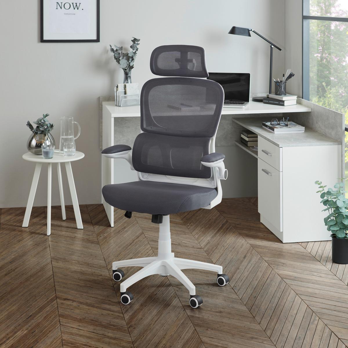 Pisarniški Stol Gary 2 V Sivi/beli Barvi - siva/bela, Moderno, umetna masa/tekstil (62/115-125/65cm) - Mömax