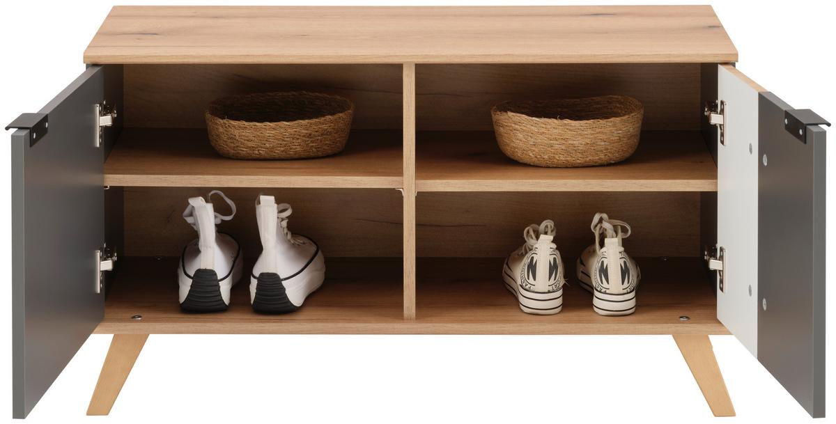 Bancă pentru hol CLEVER - culoare lemn stejar/antracit, Modern, material pe bază de lemn (90/52/38cm) - Modern Living