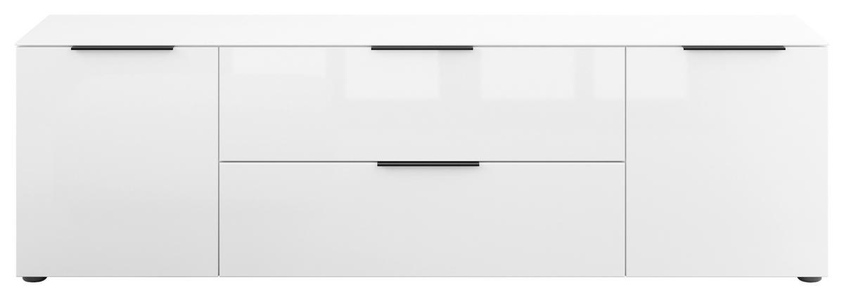 KOMODA NISKA STYLE - biały wysoki połysk/czarny, Basics, materiał drewnopochodny/tworzywo sztuczne (180/53,9/40cm)