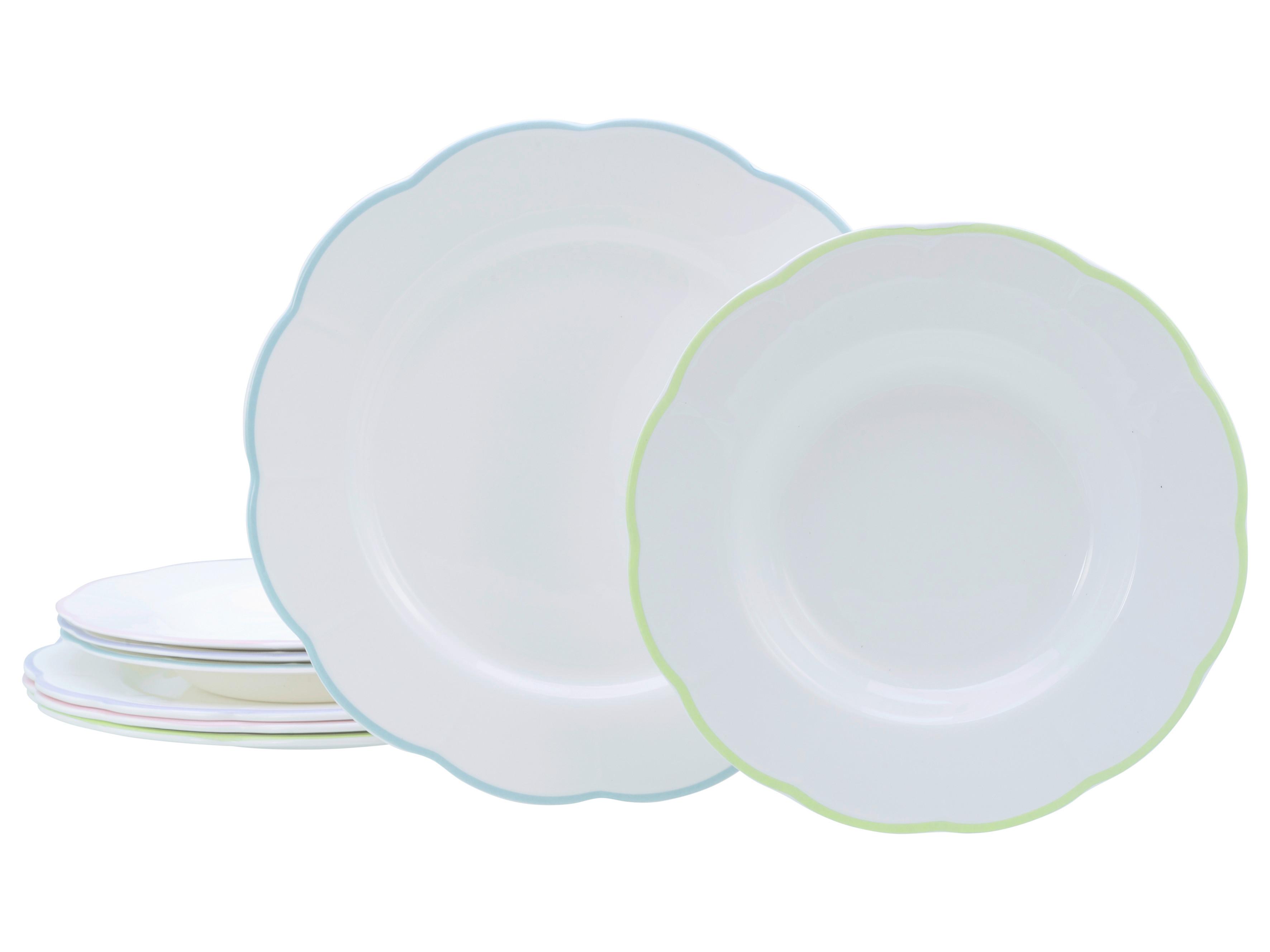 Serviciu de masă Florine 8/1 - lila/verde limetă, Basics, ceramică - Creatable