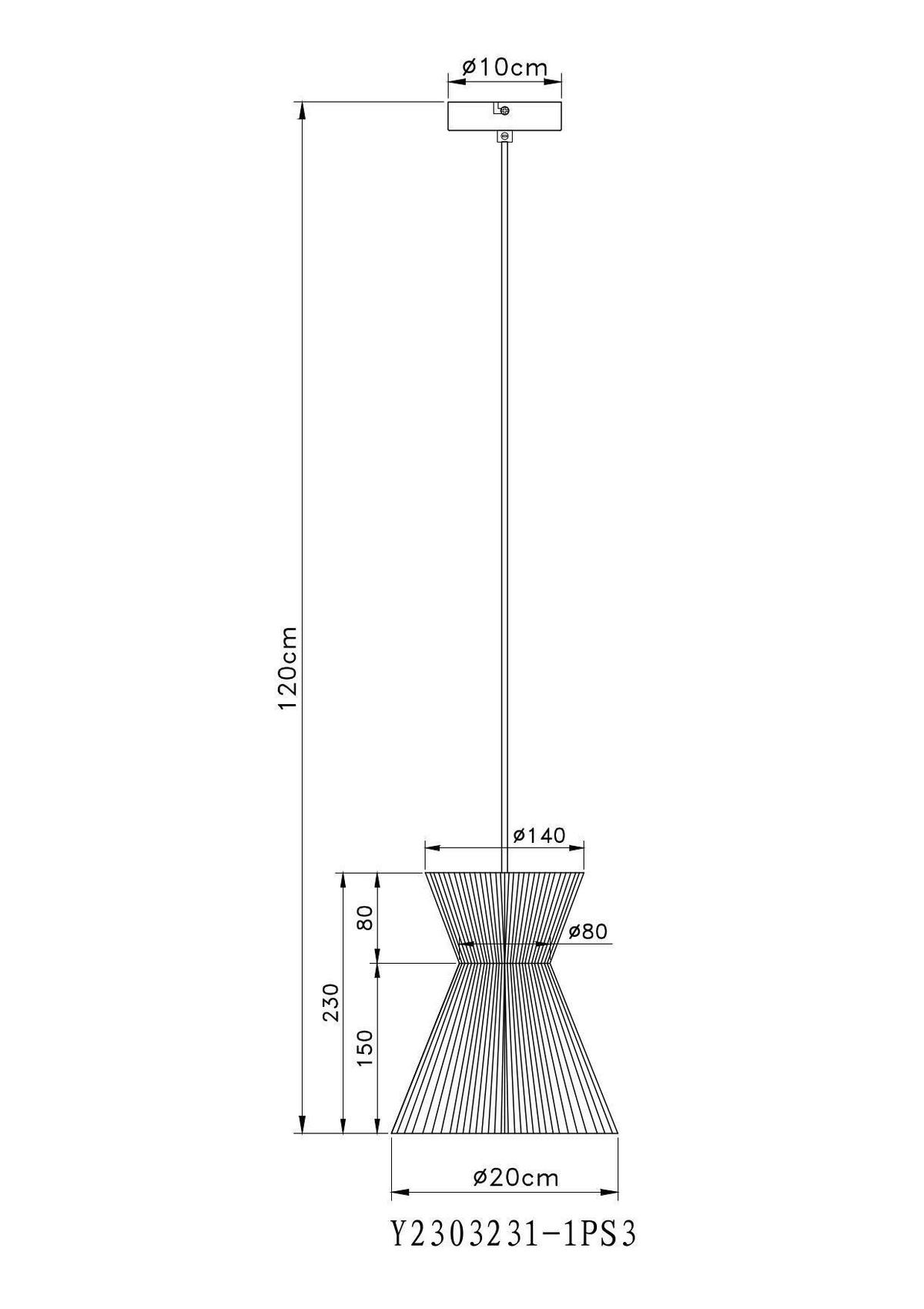 Lampă suspendată NATURM - culoare natur/negru, Konventionell, hârtie/metal (20/120cm) - Mömax