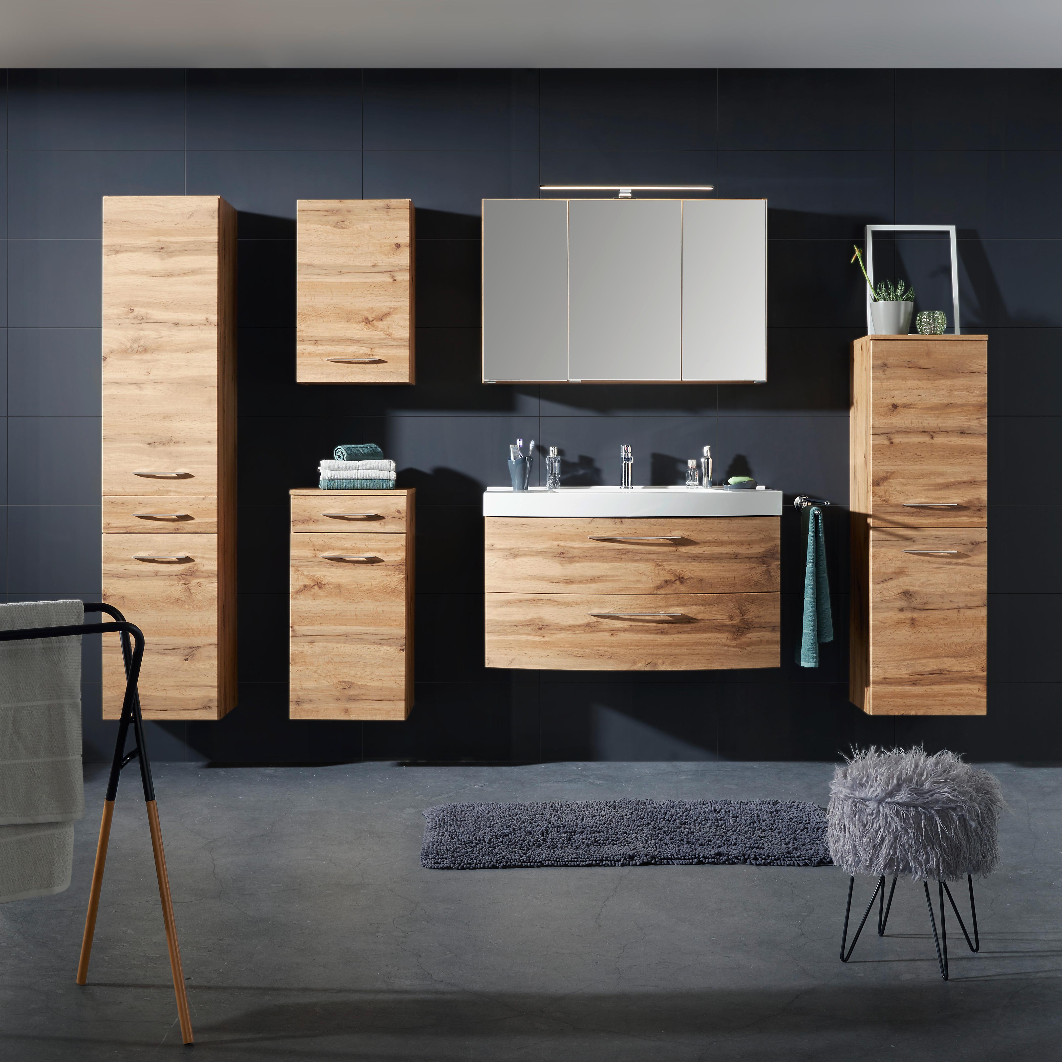 Dulap cu oglindă Florida - culoare lemn stejar, Modern, material pe bază de lemn (100/64/20cm) - Premium Living