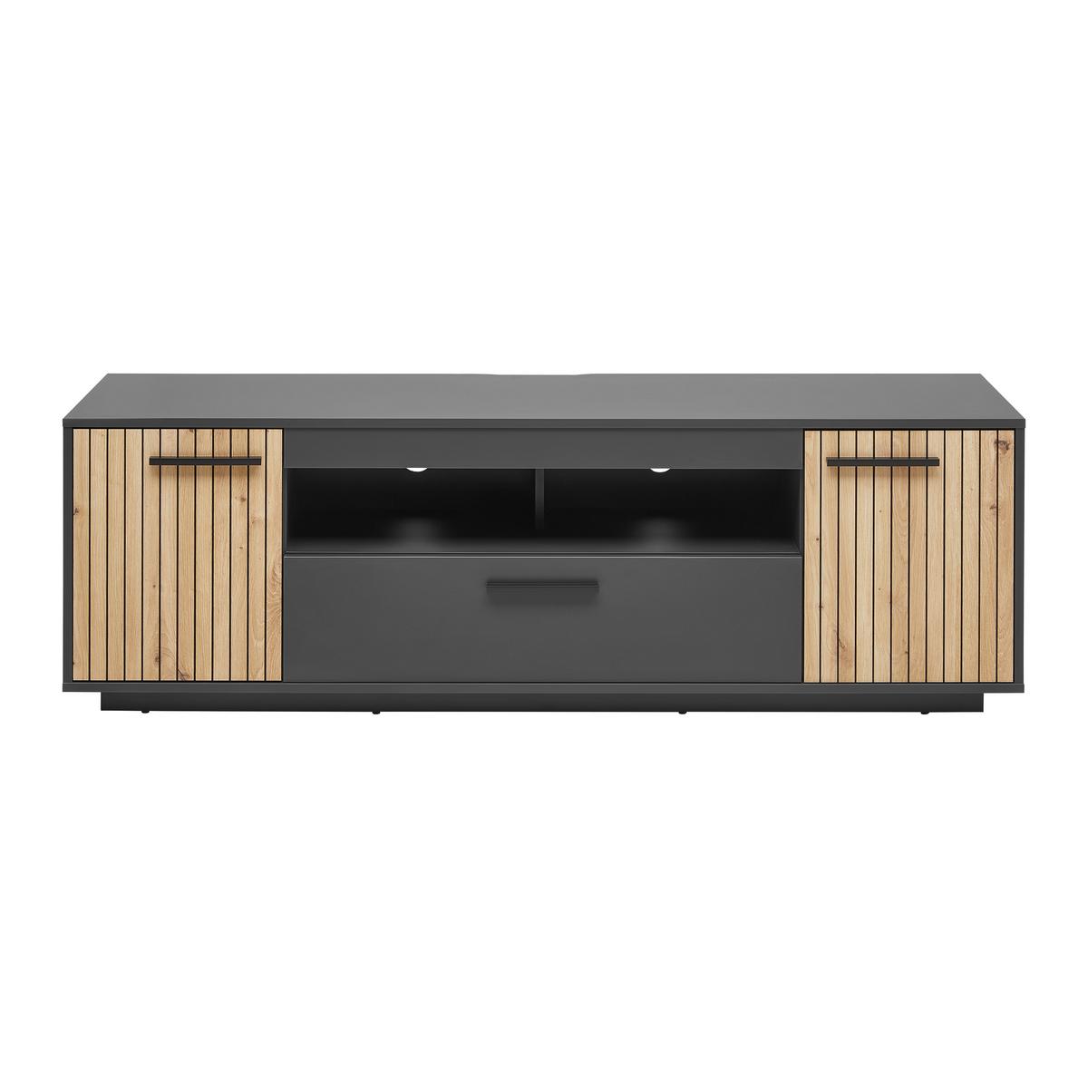Lowboard Lukas Anthrazit/Schwarz/Eichefarben - Anthrazit/Schwarz, Modern, Holzwerkstoff/Kunststoff (163,6/52,2/40,2cm) - Mömax