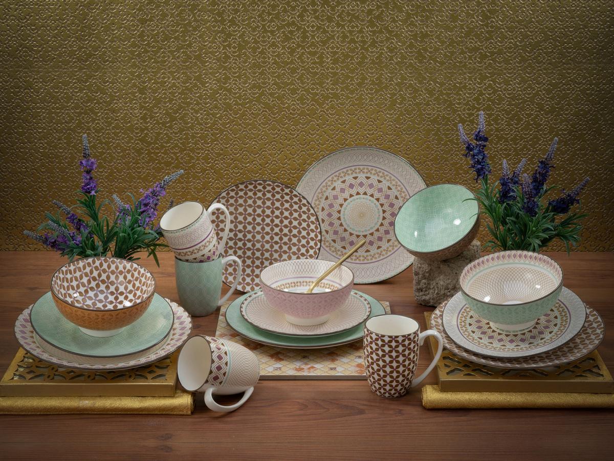 Kombinirani Servis Mandala Bunt, 16-Delni - večbarvno, Basics, keramika - Creatable