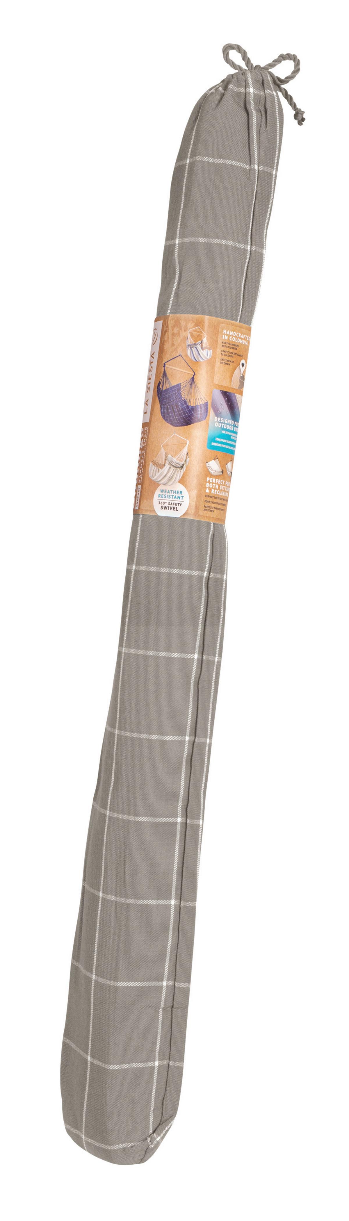 Hängesessel Comfort Hammock Echtholz Weiß/Hellgrau - Hellgrau/Weiß, KONVENTIONELL, Holz/Textil (110/160/180cm) - La Siesta