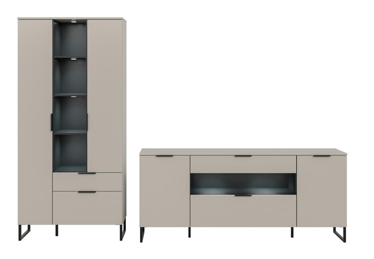 Dnevni Regal Noida, Kašmir, Črna, Osvetlitev, 2-Delni - kašmir/črna, Design, kovina/leseni material (290/192/41cm) - Livetastic