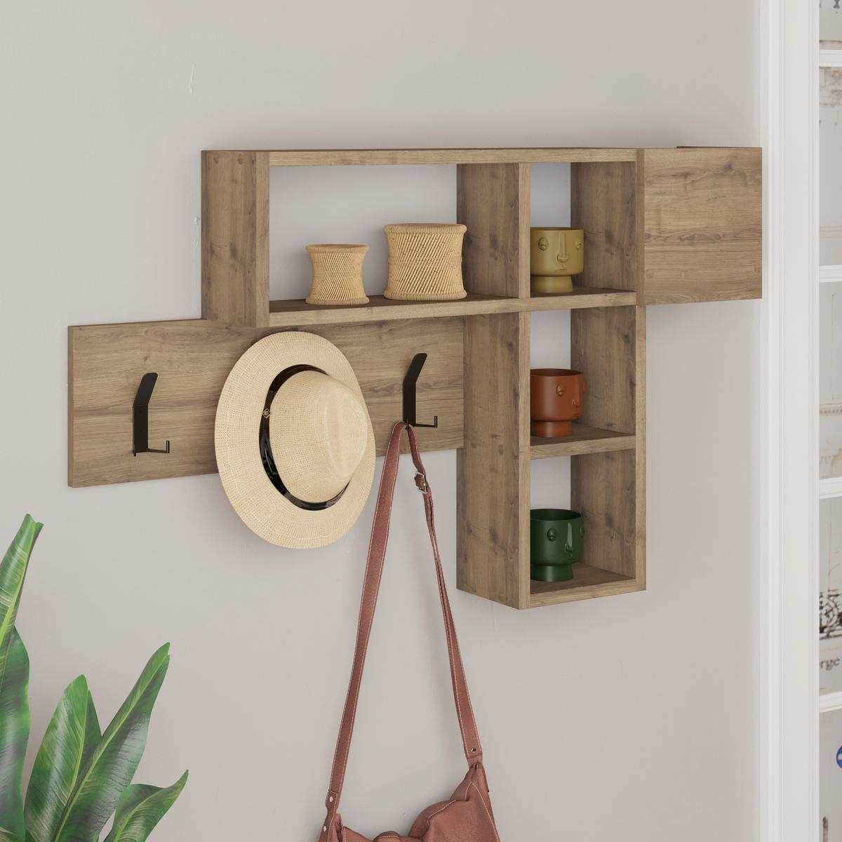 Wandgarderobe Game ca. 99,5x61x15cm Eiche dunkel - Eiche dunkel, Design, Holzwerkstoff (99.5/61/15cm) - Livetastic
