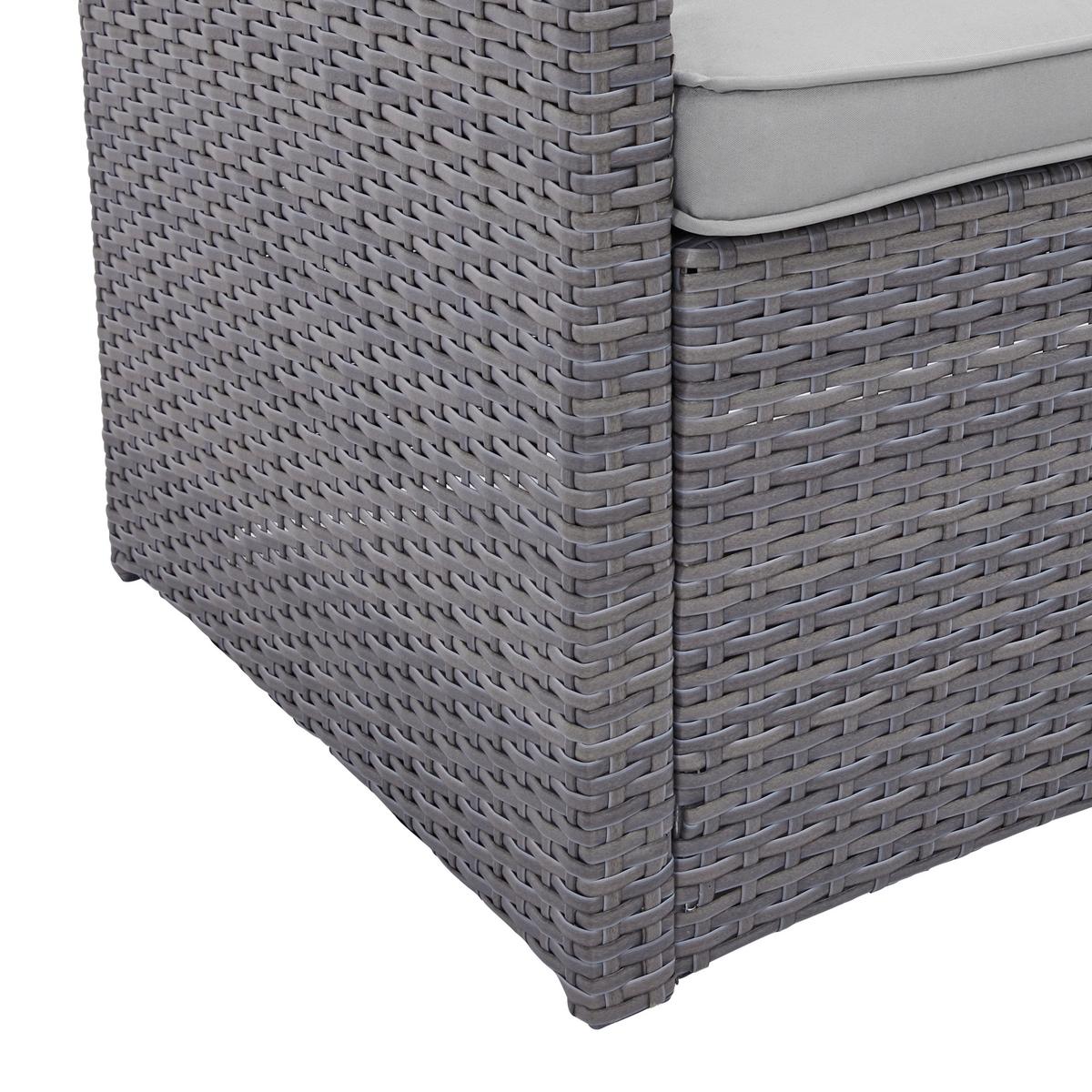 Loungegarnitur-Set Marrakesch 2 Grau aus Kunststoffgeflecht - Hellgrau/Schwarz, Modern, Glas/Kunststoff (240/70/181cm) - Mömax