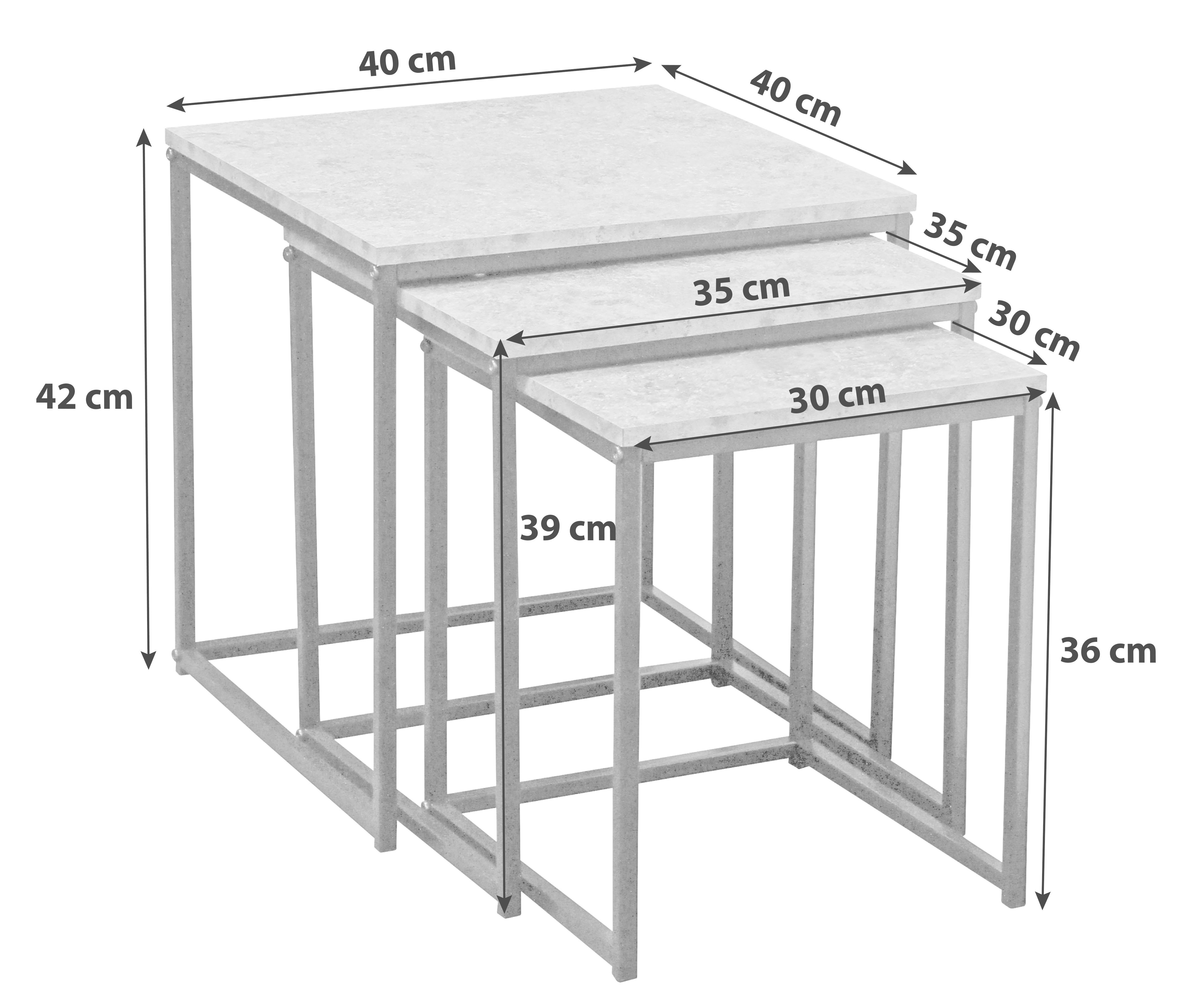 Set Mizic Rock, 3-Delni, Siva, Črna - siva/črna, Moderno, papir/kovina (40-35-30/42-39-36/40-35-30cm) - Mömax