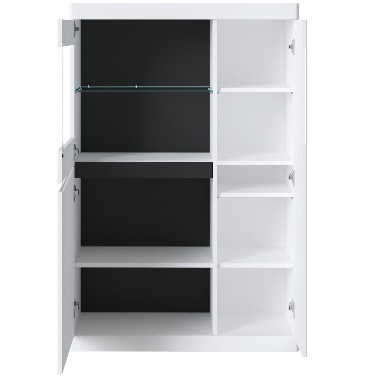VITRINĂ TURINO NEO - alb/grafit, Trend, sticlă/material pe bază de lemn (86/130,8/39,9cm) - Modern Living