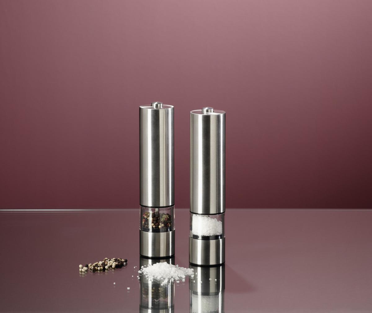 MŁYNEK ELEKTRYCZNY SÓL/PIEPRZ 147-120 - kolor stalowy, Basics, metal (22cm) - Justinus