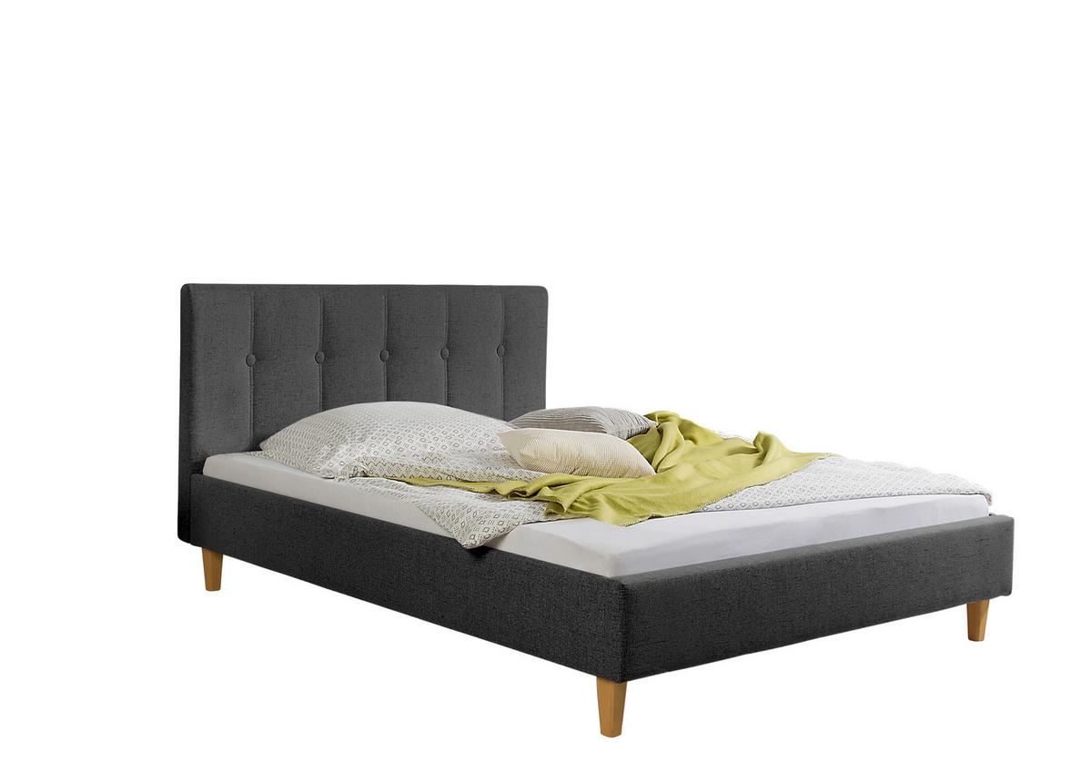 Polsterbett Kenny Anthrazit ca. 140x200 cm - Anthrazit/Naturfarben, MODERN, Holz/Textil (140/200cm) - Livetastic