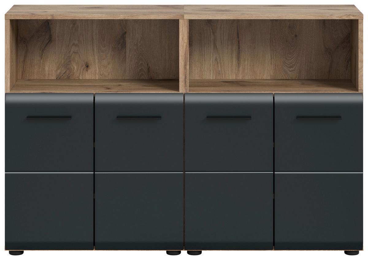 Badezimmer Ice 2-tlg. Schwarz/Eiche dunkel - Eiche dunkel/Schwarz, Basics, Holzwerkstoff/Kunststoff (120/80/30cm) - MID.YOU