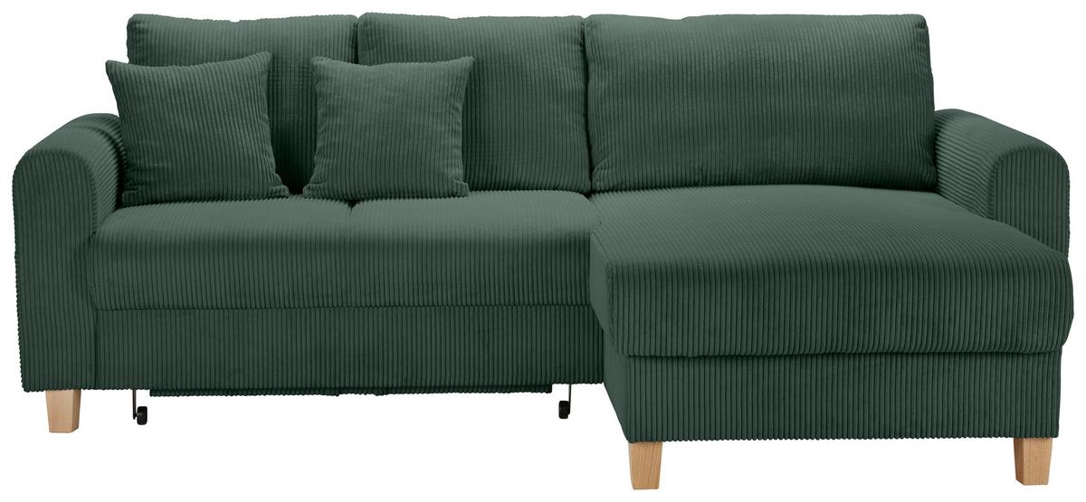 Ecksofa Lille Grün - Hellbraun/Grün, Modern, Holz/Textil (232/110/156cm) - Mömax