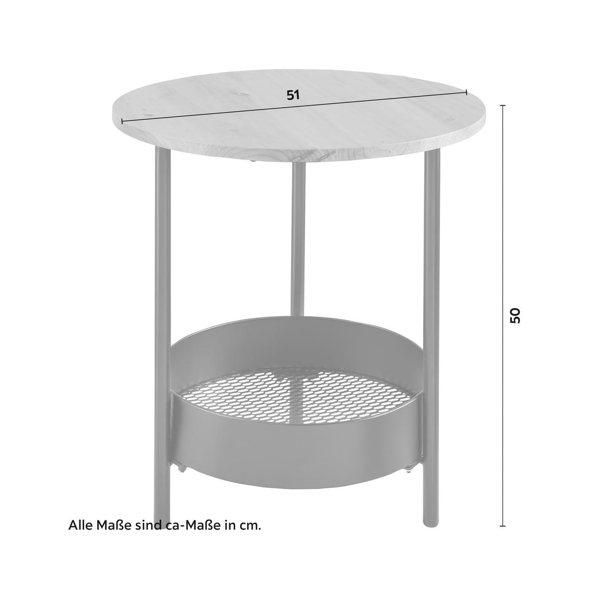 Beistelltisch Ketty Naturfarben Eiche Rund - Schwarz/Naturfarben, MODERN, Holz/Metall (51/51/50cm) - Bessagi Home