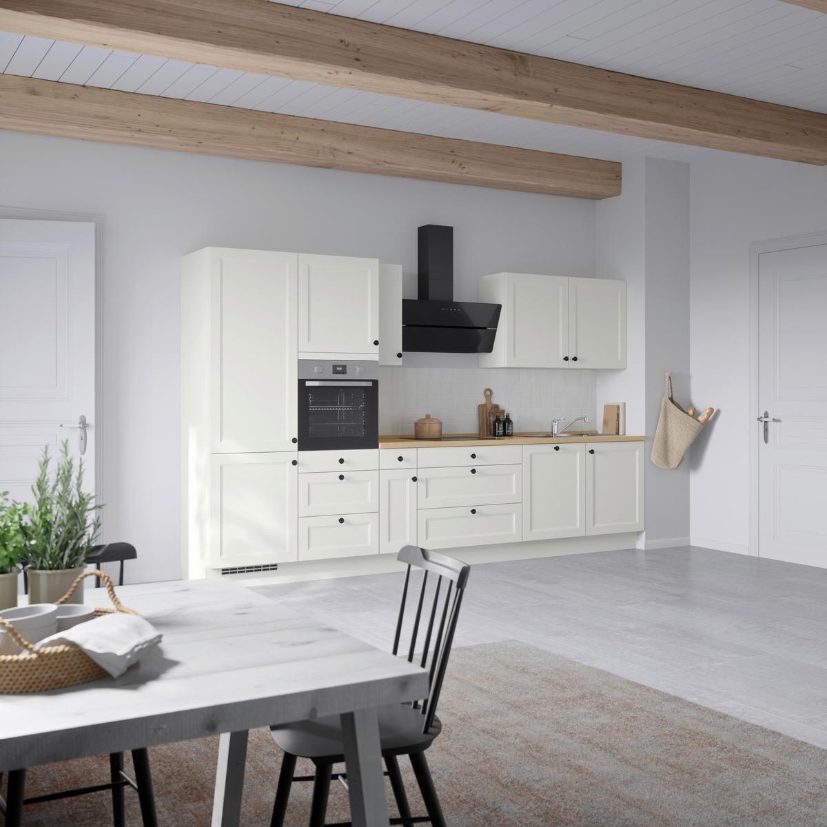 Küchenblock Cascada High m. Geräten Weiß - Eichefarben/Schwarz, MODERN, Holzwerkstoff/Metall (360cm) - Nobilia