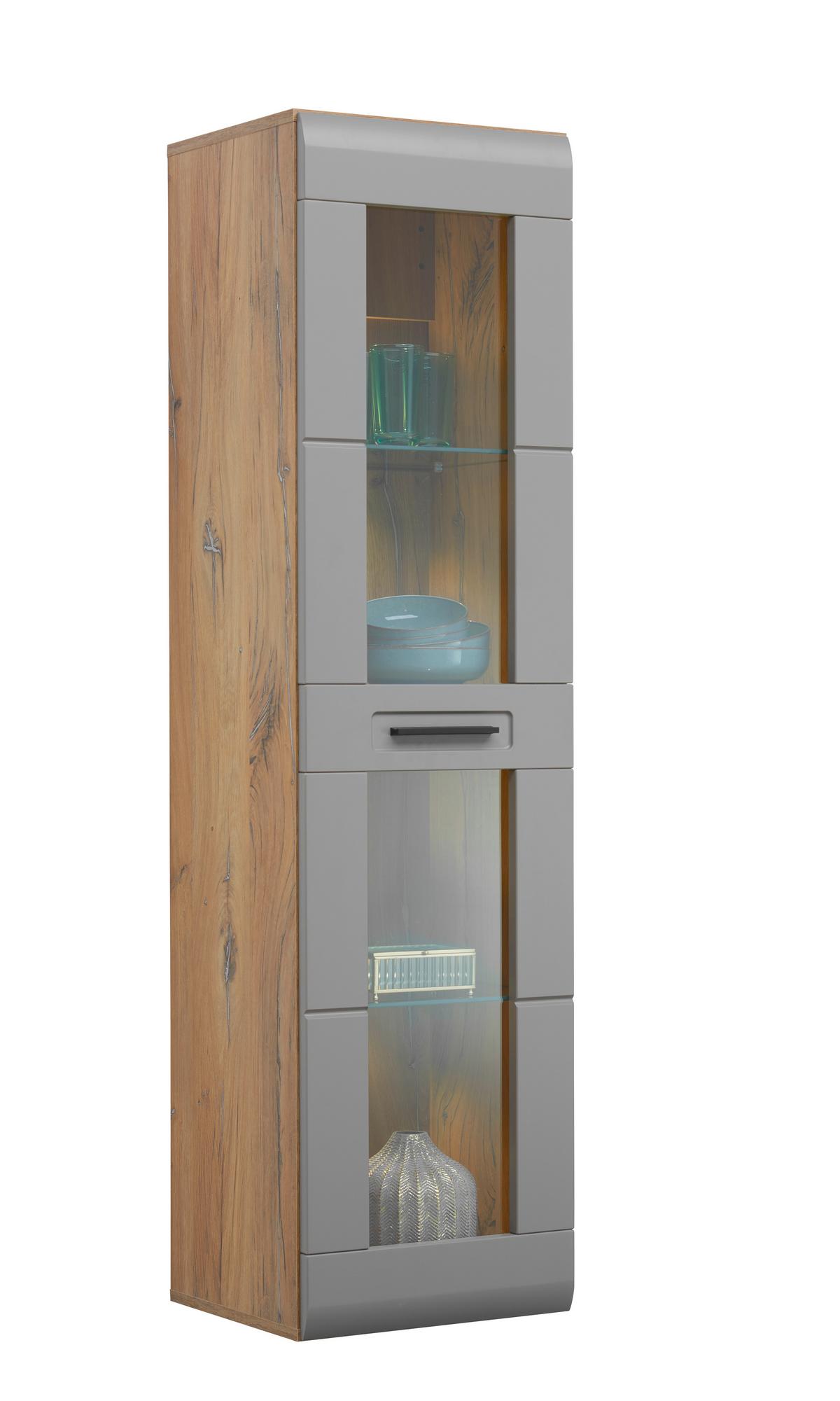 Viseča Vitrina Auris, Siva, Barva Hrasta - siva, Moderno, umetna masa/steklo (40,3/153,4/37,1cm) - Mömax