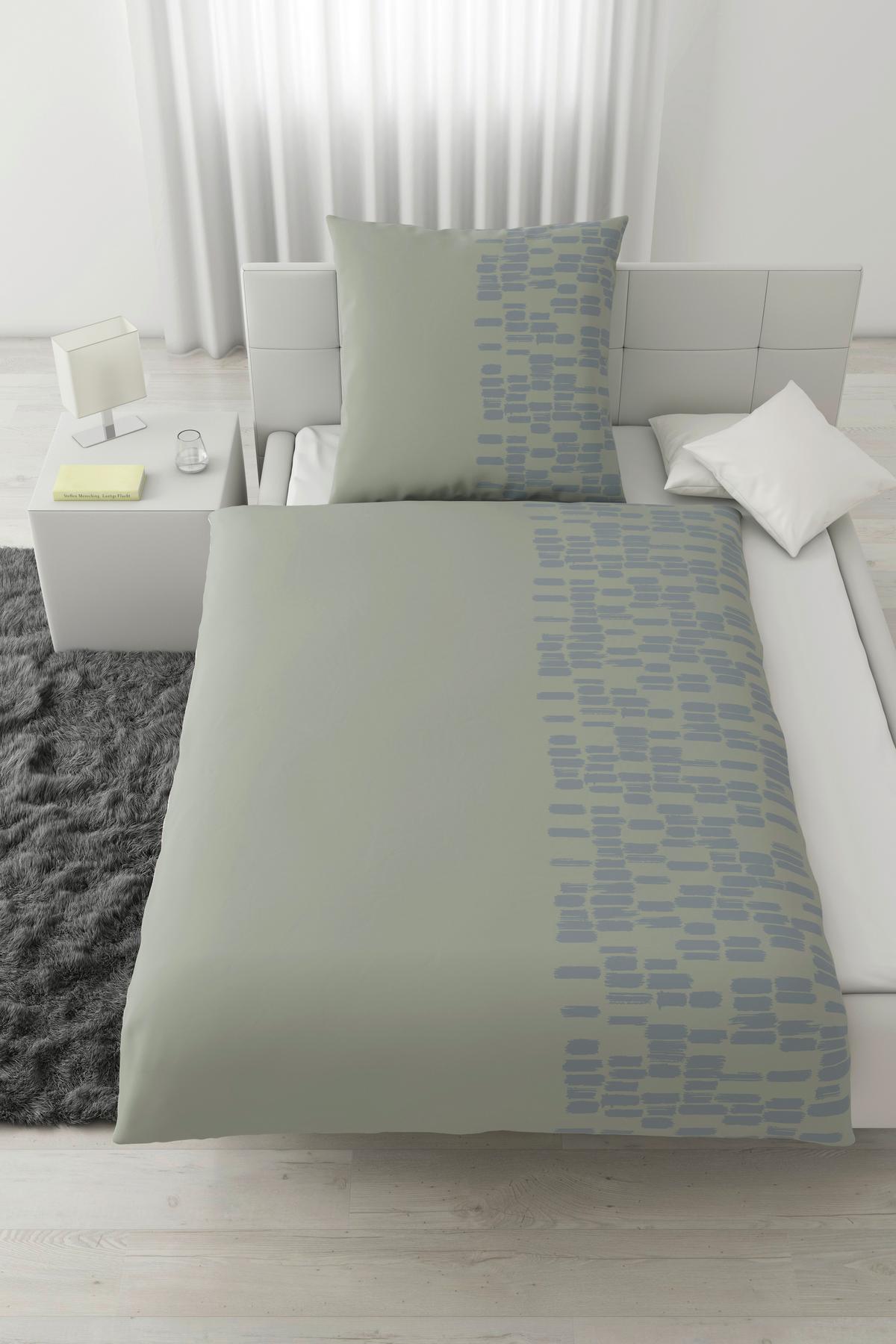 Bettwäsche Brush Strokes Grau ca. 135x200cm - Grau, Textil (135/200cm) - Modern Living