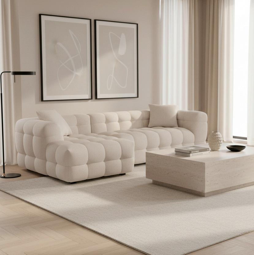 HÖRNSOFFA MAGDA - svart/cremefärgad, Modern, trä/textil (157/270cm) - Bessagi Home