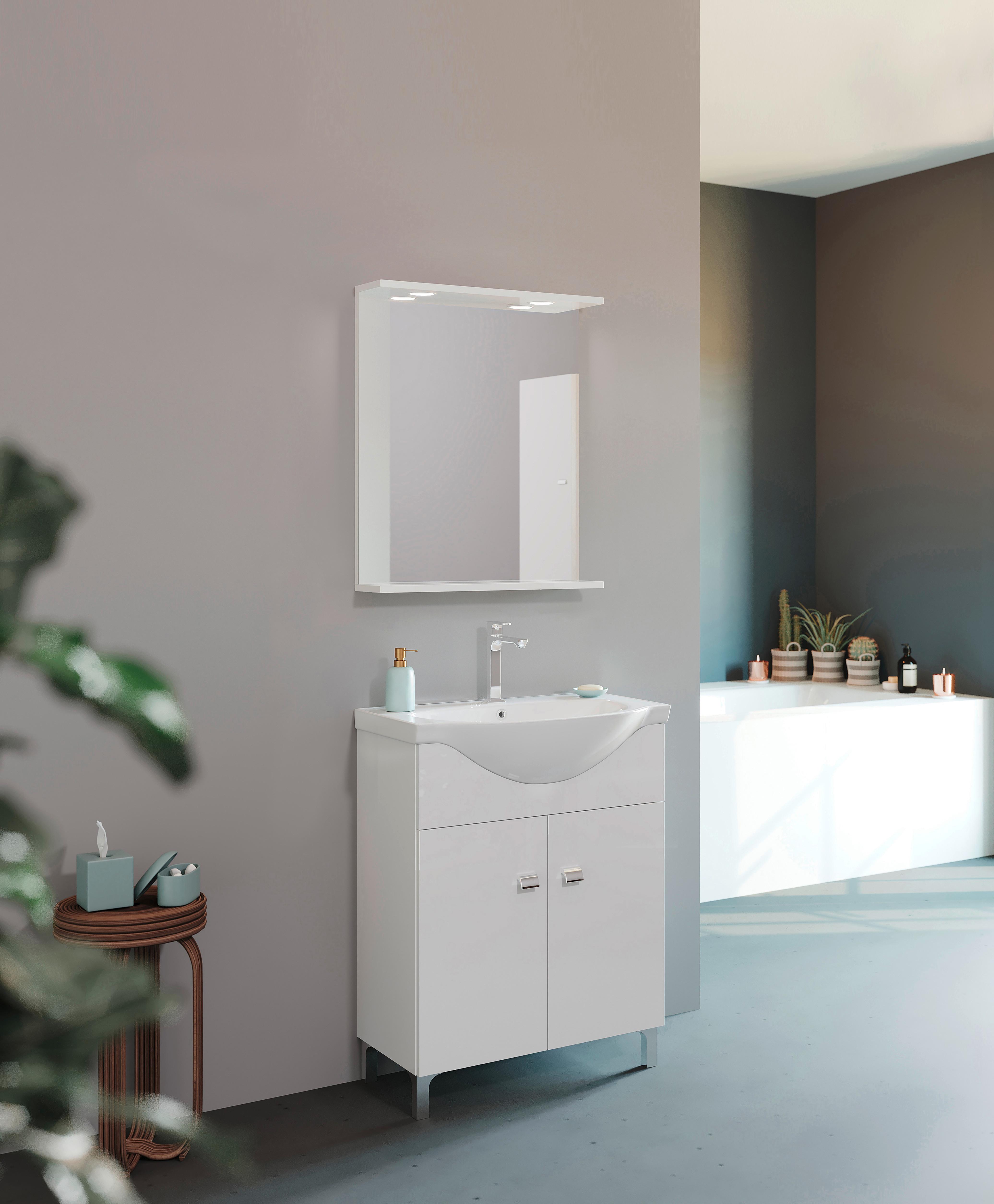 Fürdőszobablokk Betty - fehér, Konventionell, faalapú anyag/kerámia (67/158/45cm) - Best Price