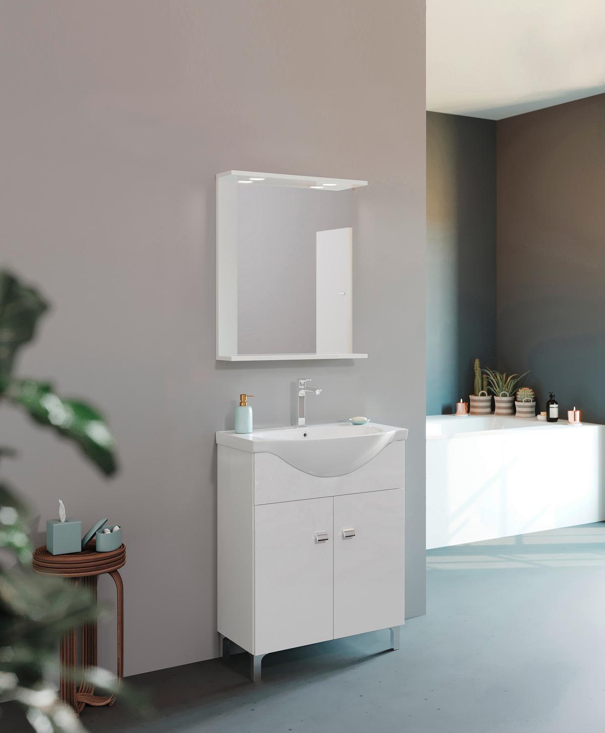 Fürdőszobablokk Betty - fehér, Konventionell, faalapú anyag/kerámia (67/158/45cm) - Best Price
