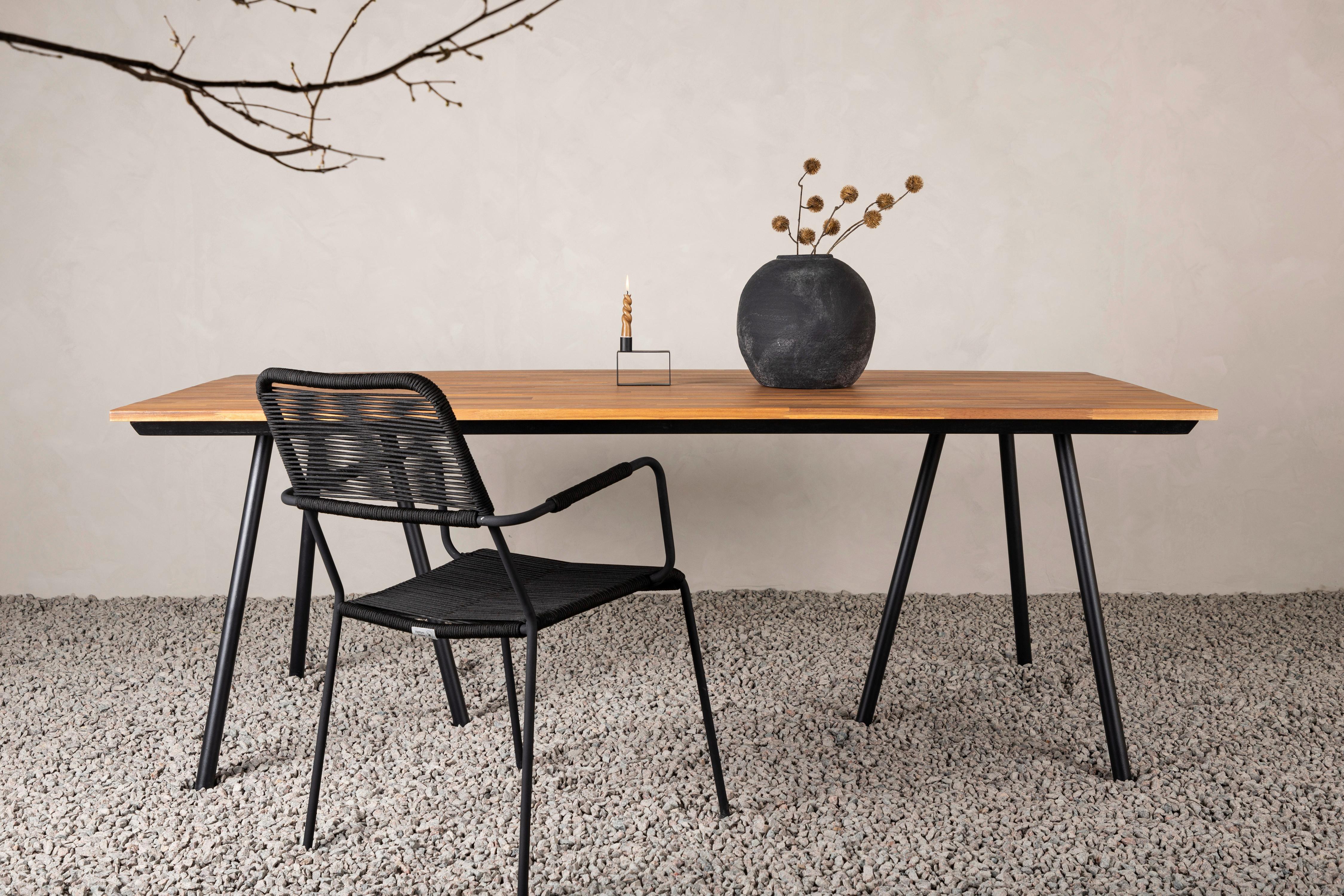 Gartentisch Chan ca. 200x100x74 cm Akazienholz - Schwarz/Teakfarben, KONVENTIONELL, Holz/Metall (200/100/74cm) - Gardenson