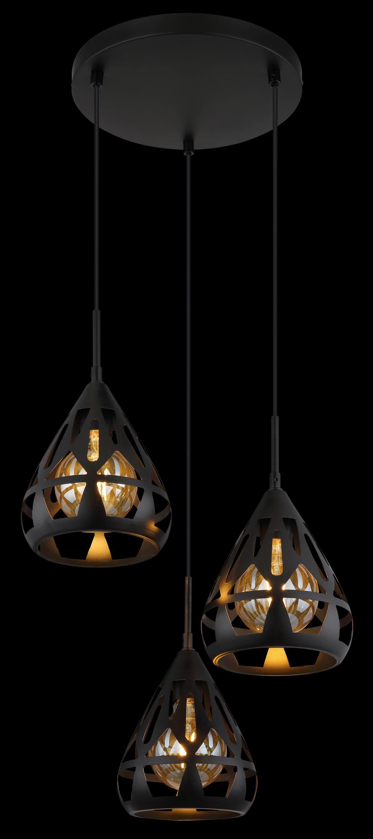 Hängeleuchte Hassan Schwarz max. 40 Watt - Schwarz, Trend, Kunststoff/Metall (41/120cm) - Globo
