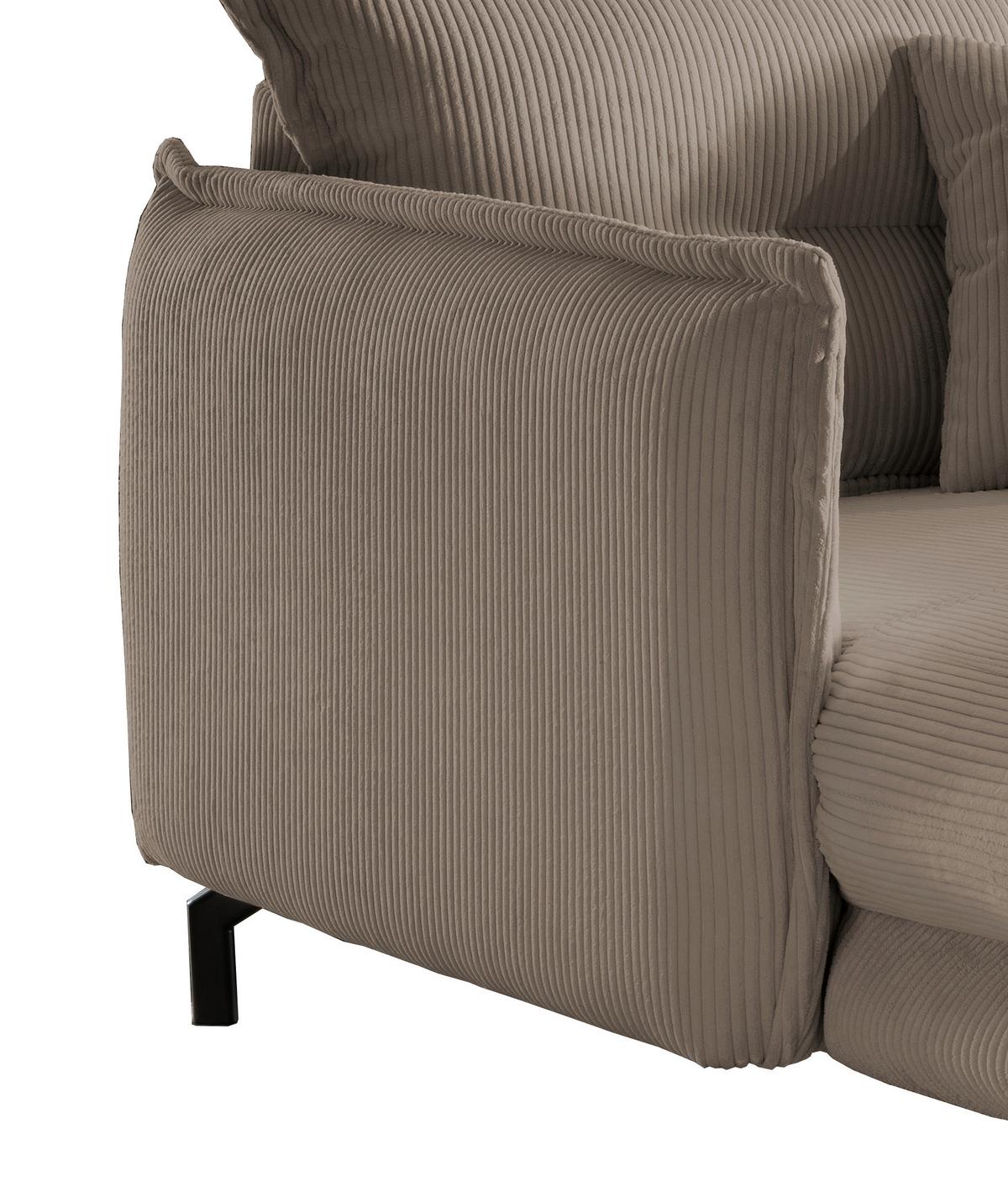 Relaxsessel Lava Graubraun Cord - Graubraun/Schwarz, MODERN, Textil/Metall (111/101/167cm) - Livetastic