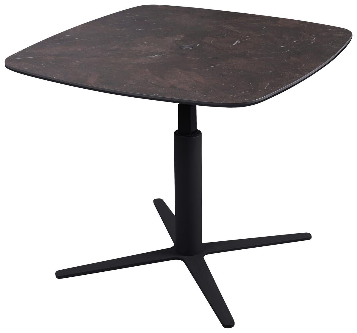 STOLIK KAWOWY NEAPOLI -EXKLUSIV- - antracytowy/ciemnobrązowy, Design, metal/szkło (80/80/47-67cm) - Novel