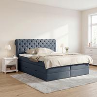 Boxspringbett Belano Dunkelblau 200x200cm - Dunkelblau, KONVENTIONELL, Holz/Holzwerkstoff (200/200cm) - Premium Living