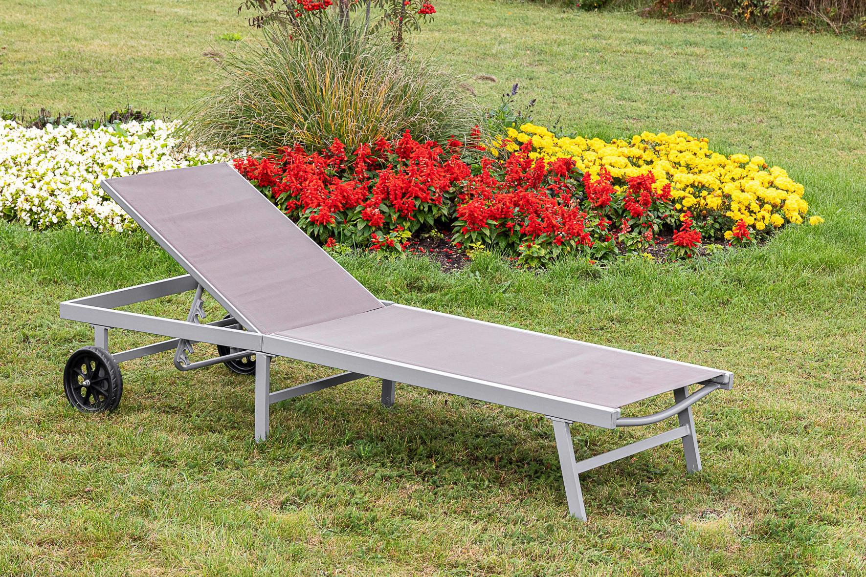 Vrtni Ležalnik Tessin, Rjavosiva - srebrne barve/rjavosiva, Moderno, kovina/umetna masa (201/98/65cm) - Gardenson