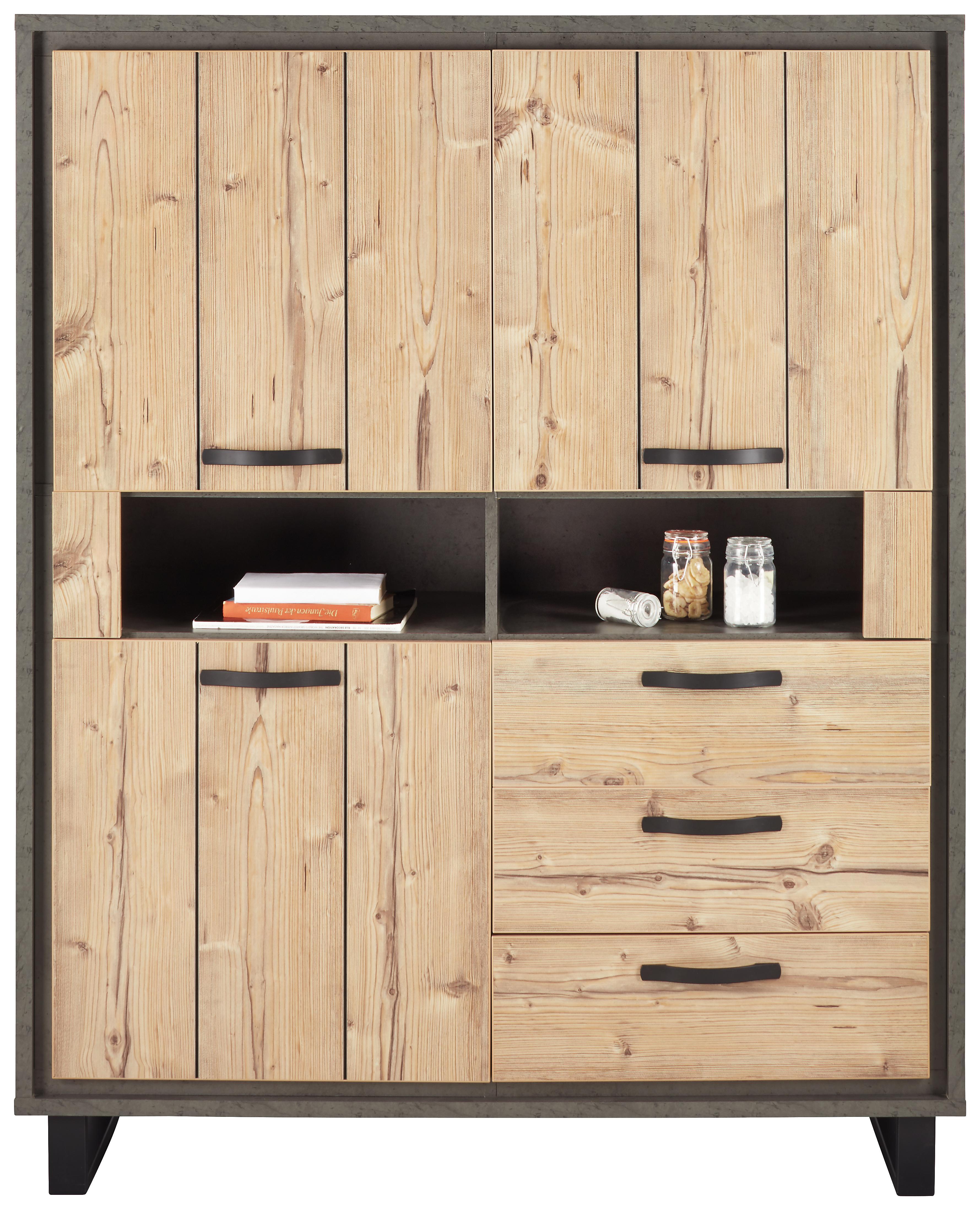 Highboard in Fichtefarben - Fichtefarben/Dunkelgrau, LIFESTYLE, Holzwerkstoff/Kunststoff (124,5/154,5/41,5cm) - Modern Living