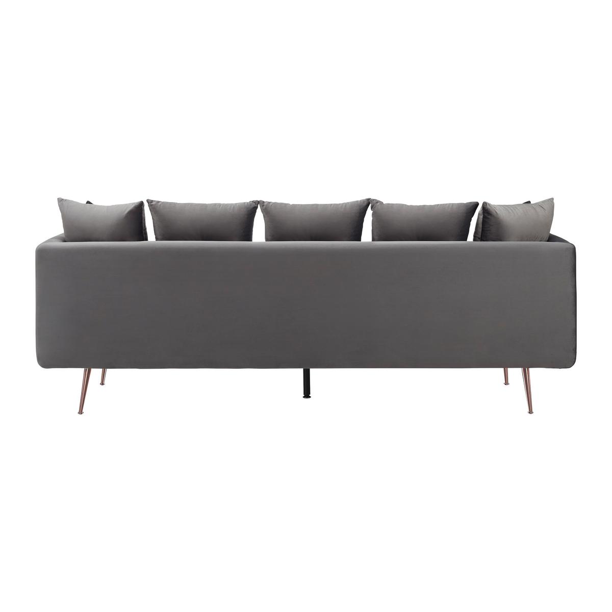 Sofa LUIS grau Samt - Roségold/Grau, Modern, Holz/Textil (225/87/87cm) - Bessagi Home