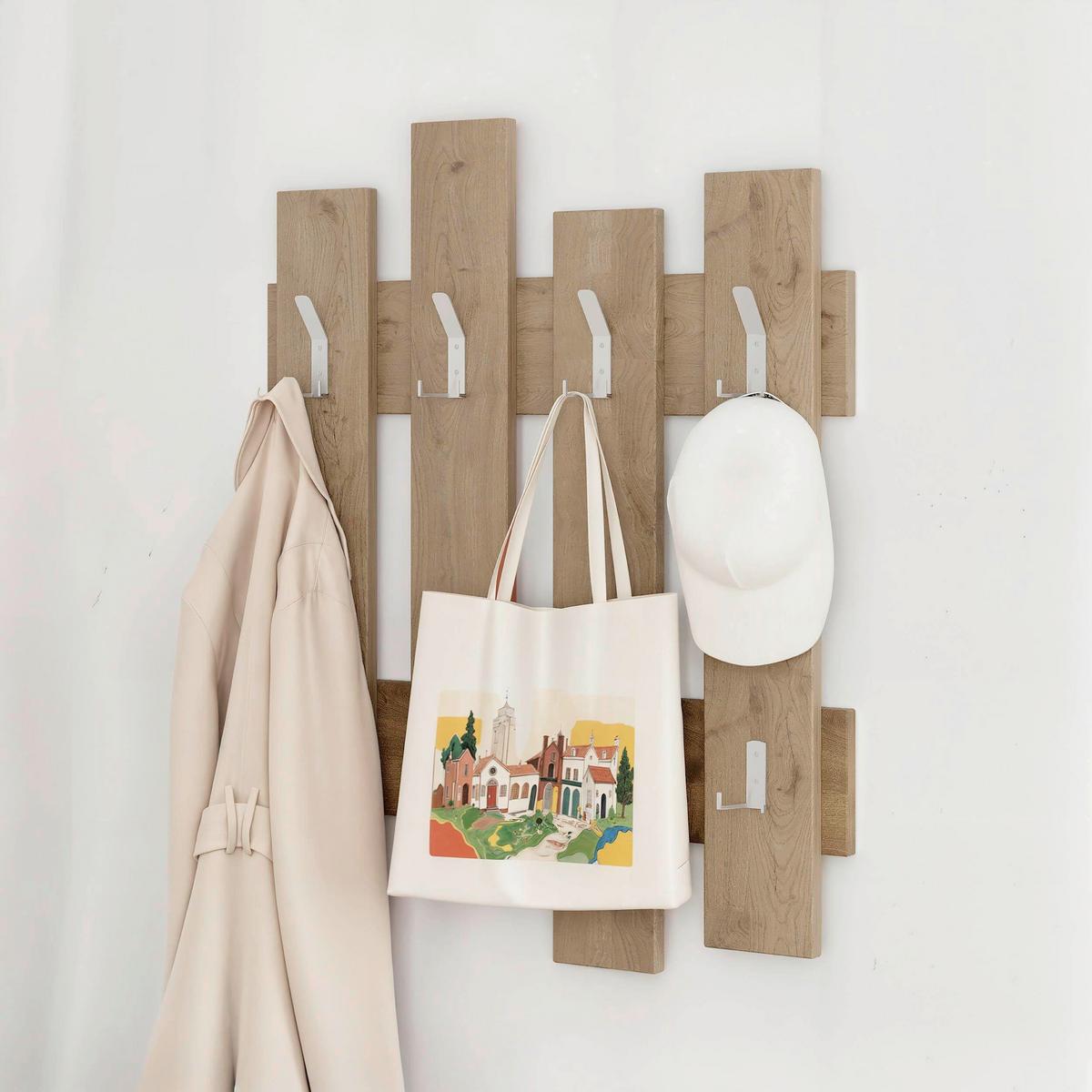 Stenski Obešalnik Wave, Barva Oreha - barva oreha, Design, leseni material (64/81/4cm) - Livetastic