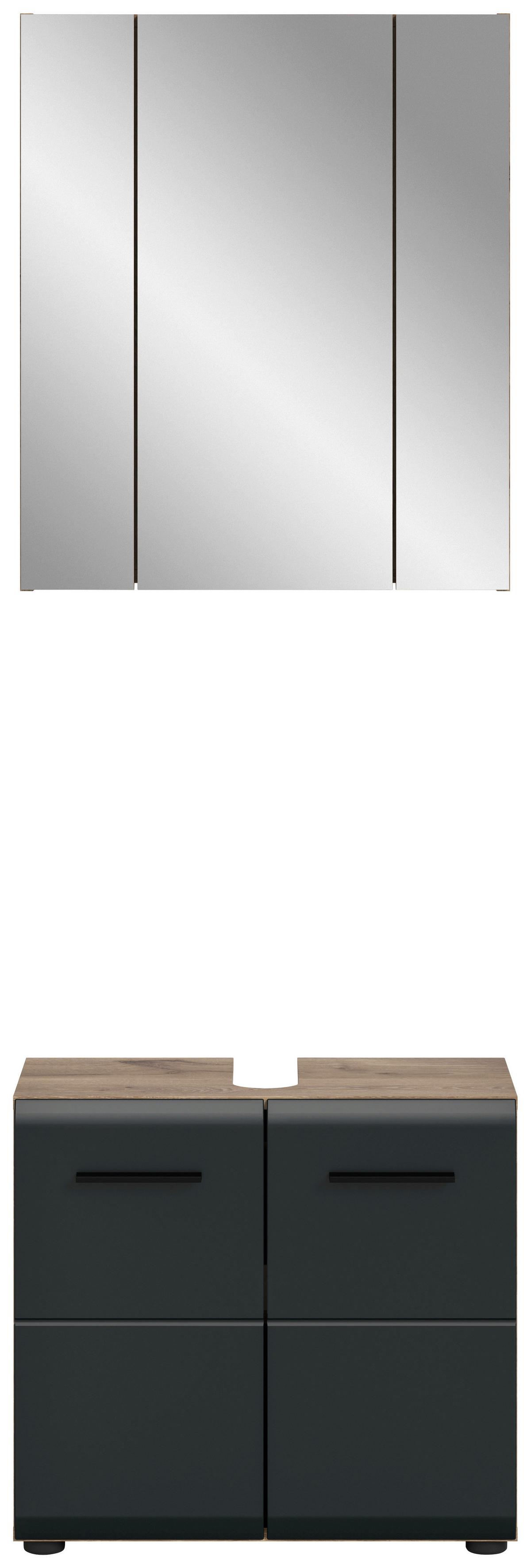 Kopalnica Ice, Črna, Barva Hrasta, 2-Delna - črna/temni hrast, Basics, umetna masa/leseni material (60cm) - MID.YOU