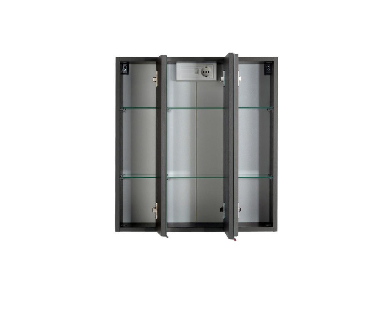 Spiegelschrank Cardiff mit Drehtüren ca. 60x64 cm Grau - Chromfarben, KONVENTIONELL, Glas/Holzwerkstoff (60/64/20cm) - Held