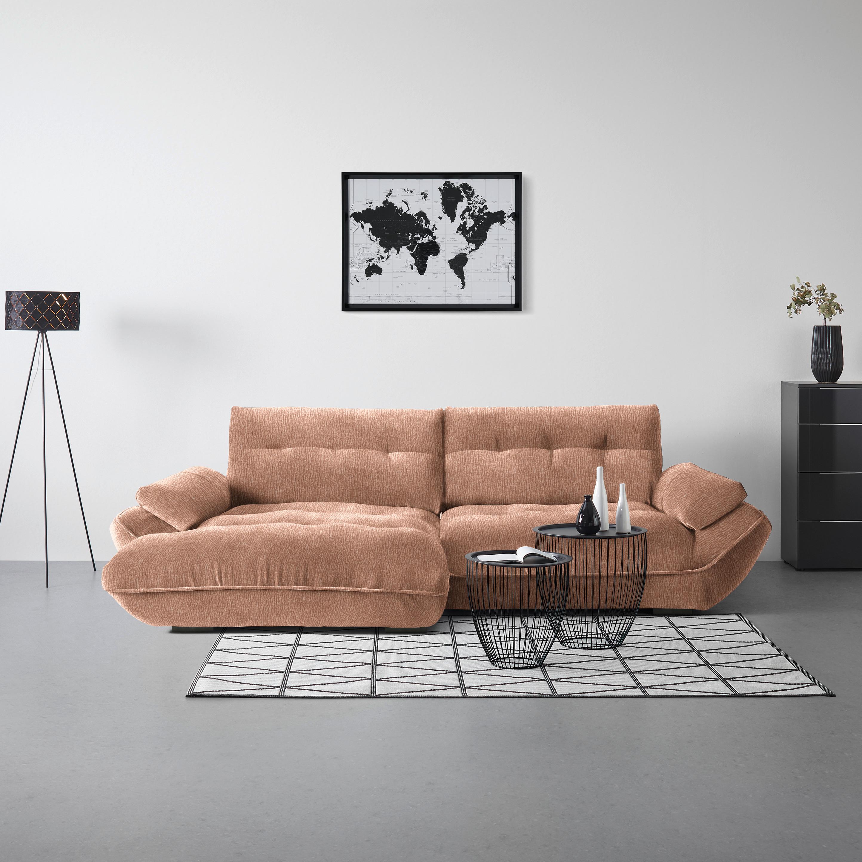Wohnlandschaft Vivo Altrosa - Altrosa/Schwarz, MODERN, Kunststoff/Textil (179/63/317cm) - Premium Living