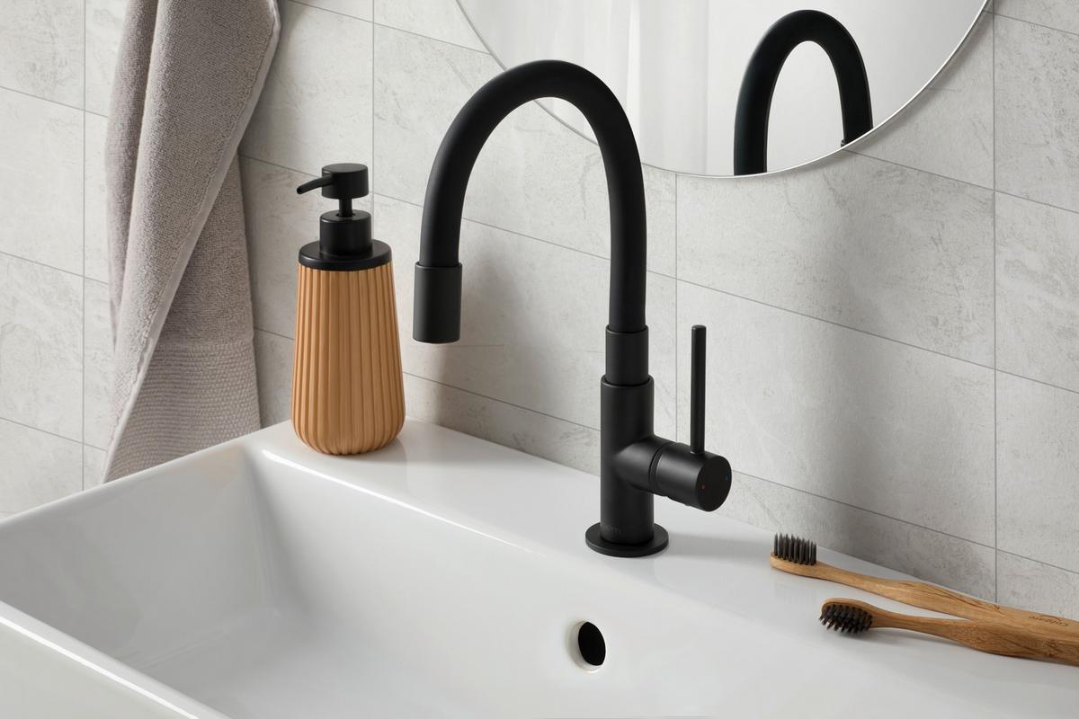 Konyhai Csaptelep Glasgow - fekete, fém (25/20/5cm) - Mömax