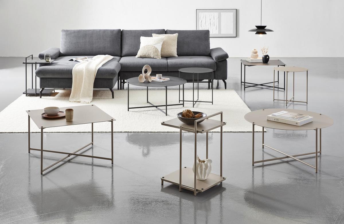 STOLIK KAWOWY BARRY -EXKLUSIV- - antracytowy/taupe, Design, metal (83/83/40cm) - Xora