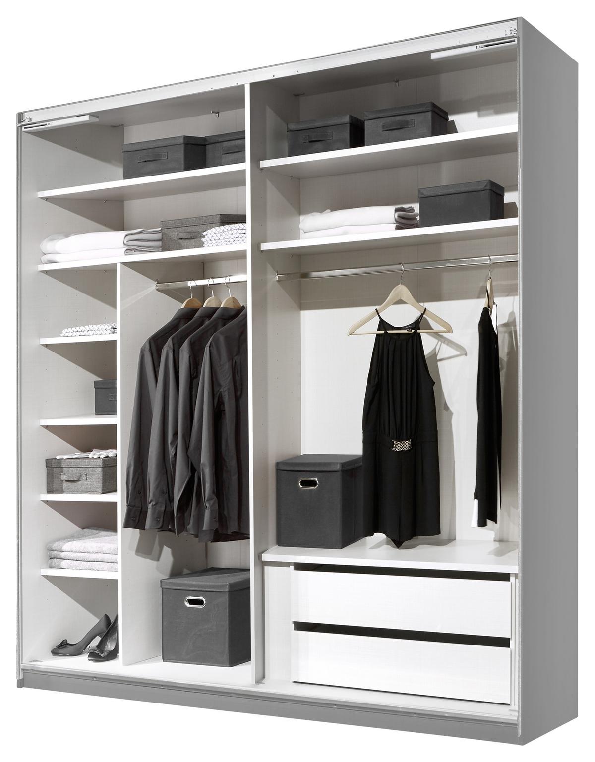 Ormar S Kliznim Vratima Includo - siva/boje aluminija, Moderno, drvni materijal (188/222/68cm) - Premium Living