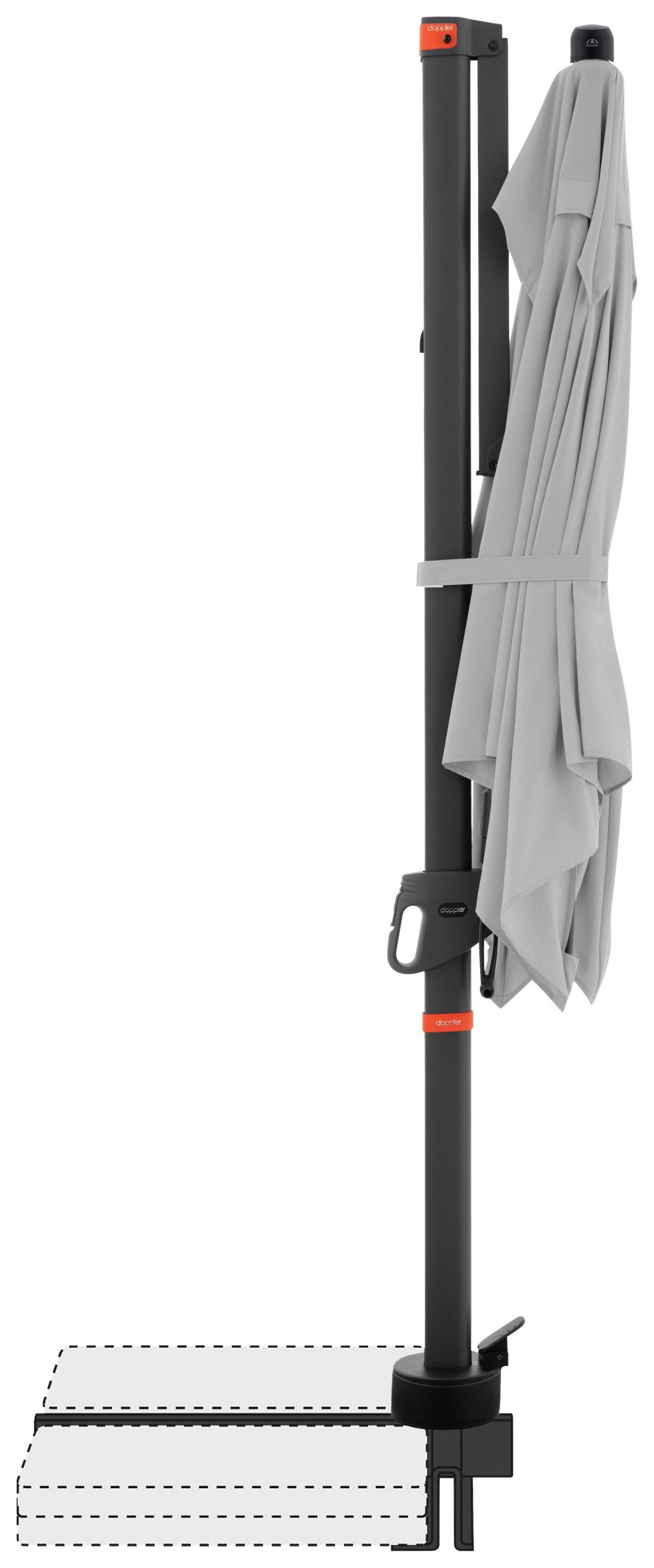 Ampelschirm Myzone Hellgrau ca. 210x210cm - Anthrazit/Hellgrau, Basics, Textil/Metall (210/210cm) - Doppler