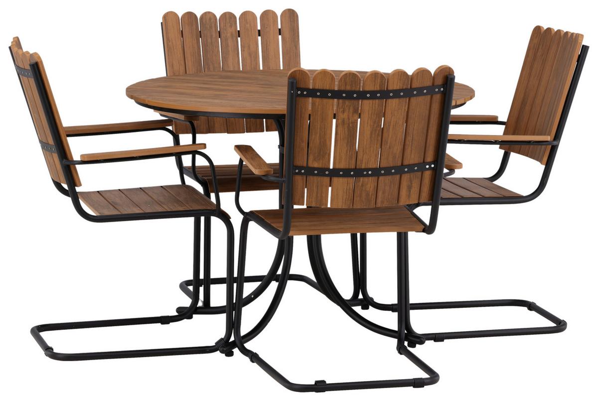 GARTENTISCHGRUPPE HOLMSUND - Schwarz, KONVENTIONELL, Metall - Gardenson