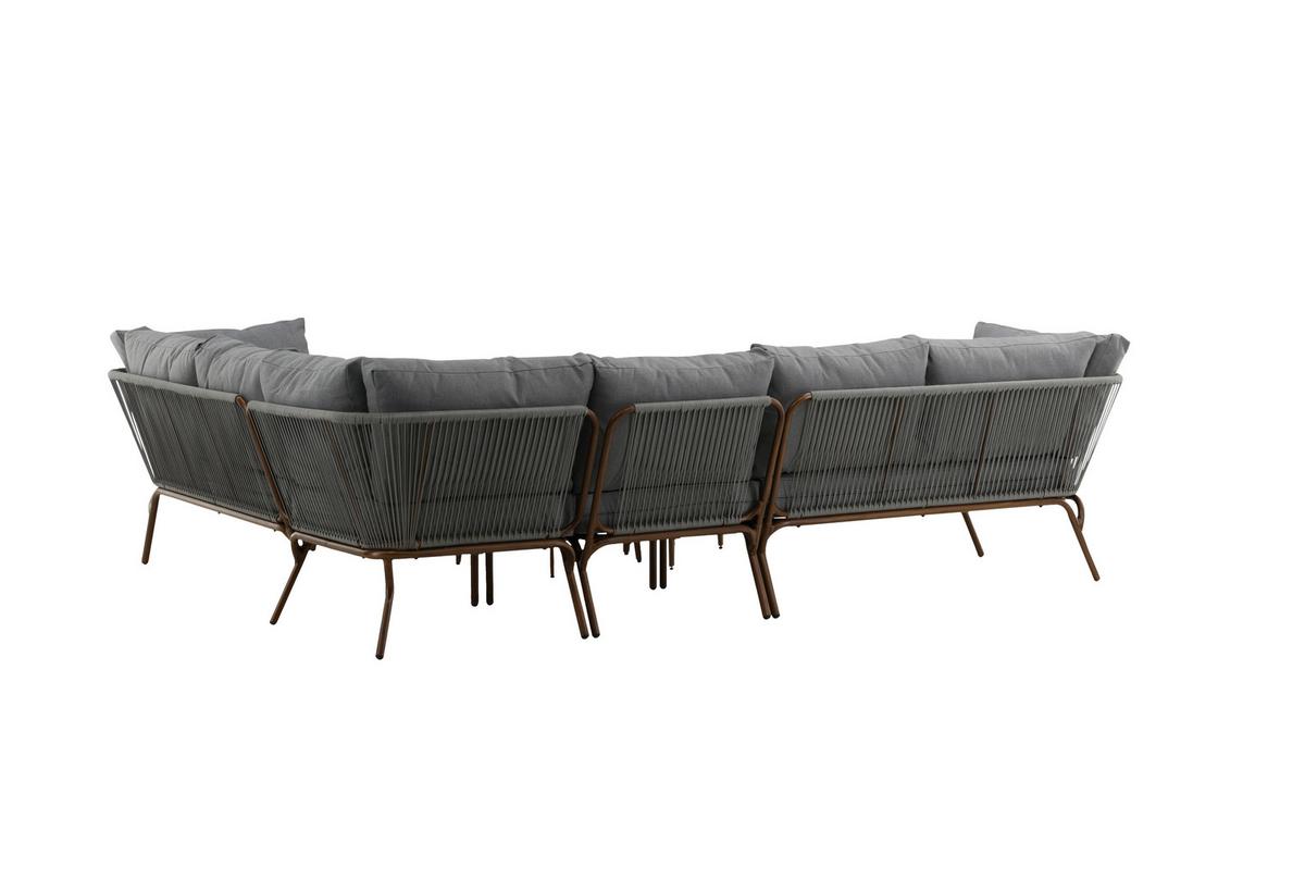 Dining-Loungeset Roxo ca. 283x221 cm Grau - Braun/Grau, KONVENTIONELL, Textil/Metall - Gardenson