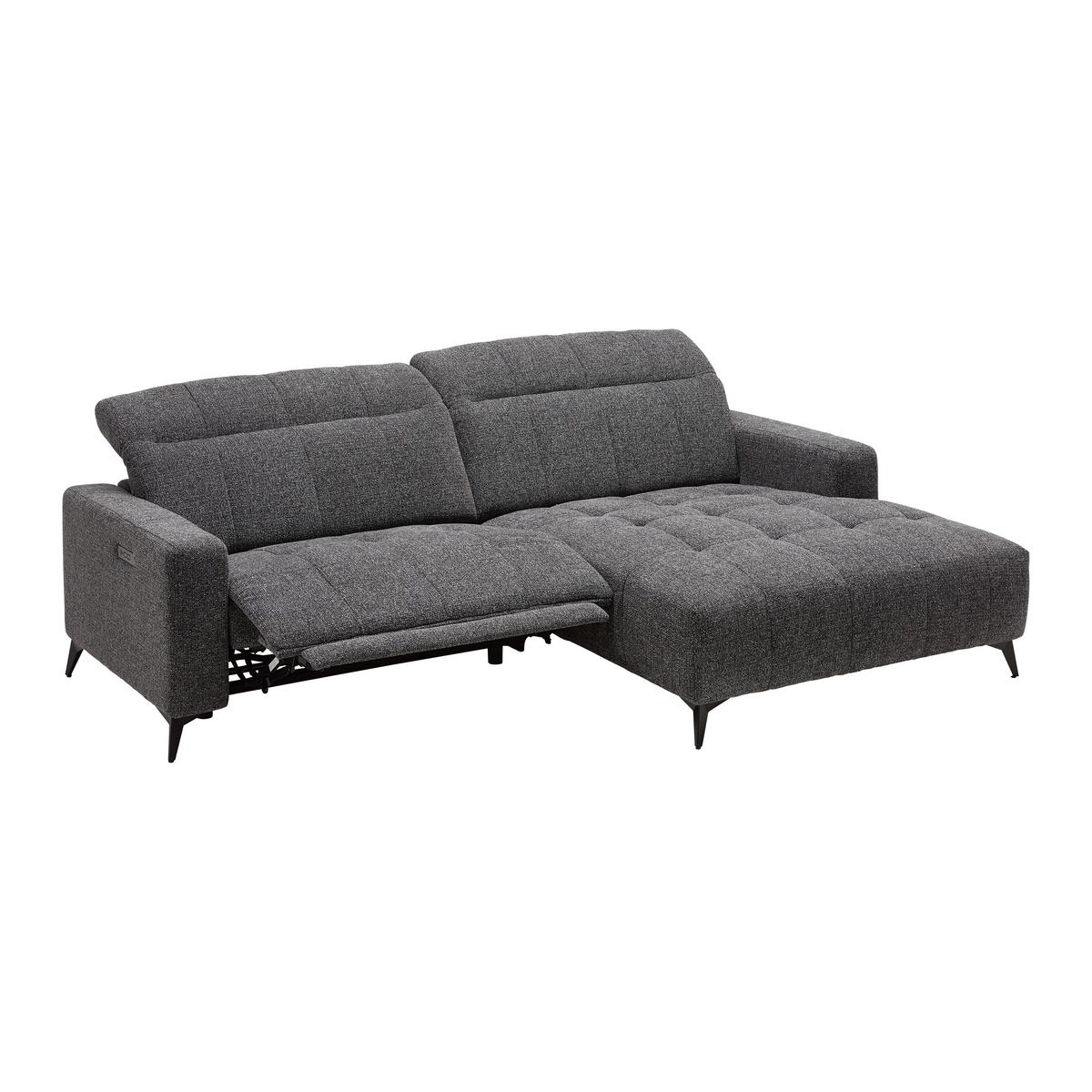 Wohnlandschaft Milano Graphitfarben - Graphitfarben/Schwarz, Modern, Holz/Textil (254/82-105/177cm) - Based