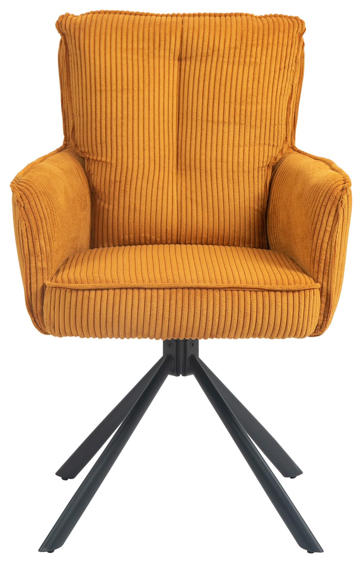 KRZESŁO Z PODŁOKIETNIKAMI ASHER - czarny/curry, Design, metal/tkanina (62/95/67cm) - Novel