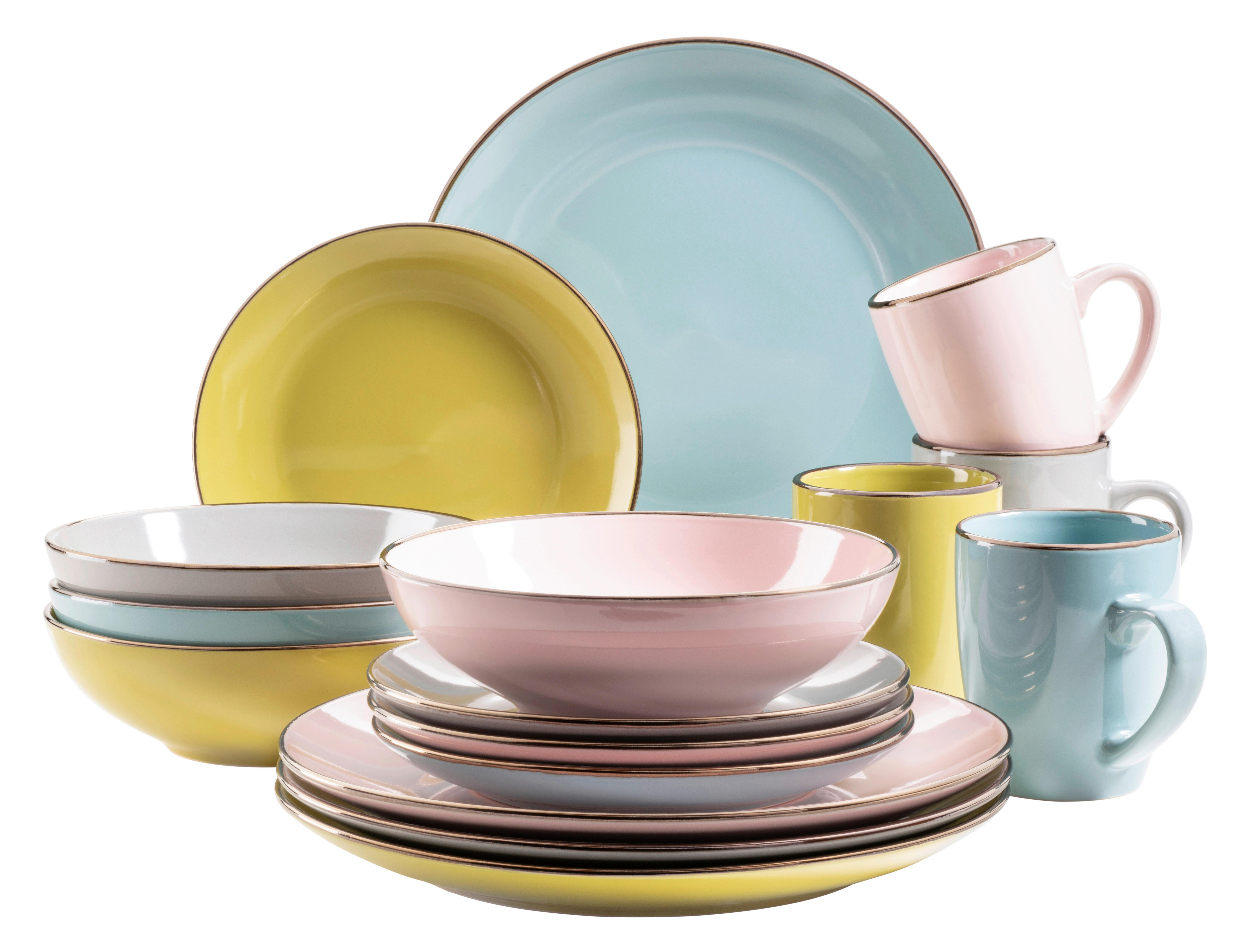 Kombiservice 931726 4 Farbig - Blau/Rosa, Basics, Keramik (37/23,5/32,3cm) - Mäser